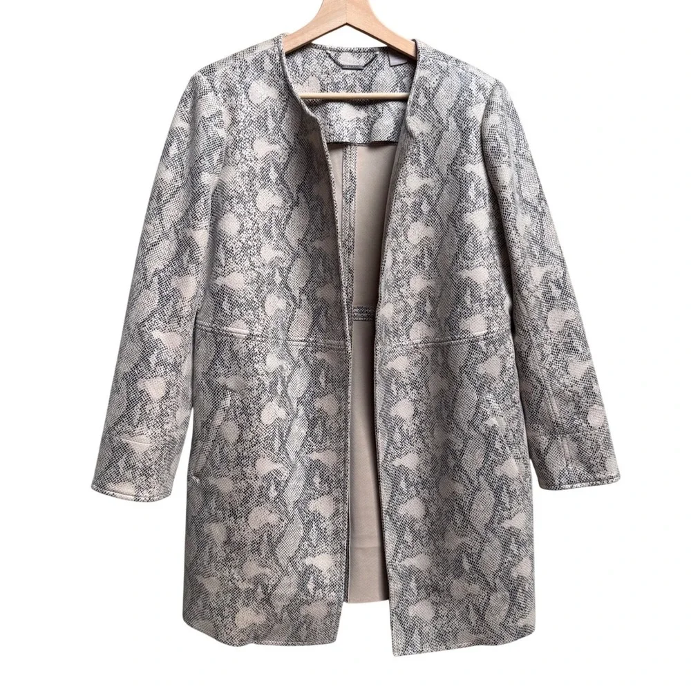 Chicos Faux Leather‎ Snake Animal Open Front Jacket Structured Blazer 1P 8/10P
